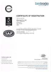 ISO14001登録証（英語）